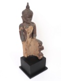 Burmese Wood Carved Seated Buddha, 19th Century