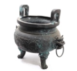 Massive Chinese Bronze Tripod Cauldron