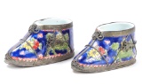 Chinese Silver Mounted Lotus Shoe Pair