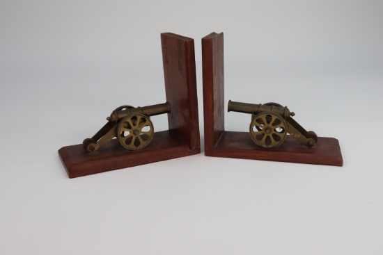 Vintage Brass Cannon Bookends
