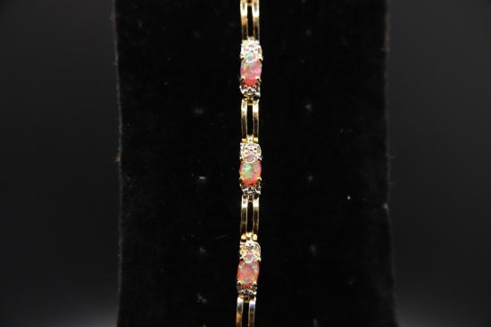 Opal and Pink Bracelet with Diamond Accents