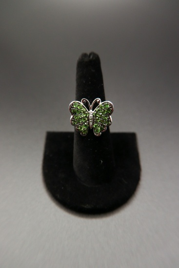 Russian Chrome Diopside Butterfly Ring