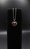 Sterling Silver Heart Pendant with Amethyst Stone and Chain