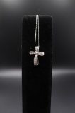 .10 CTW Round Diamond Sterling Silver Cross Pendant