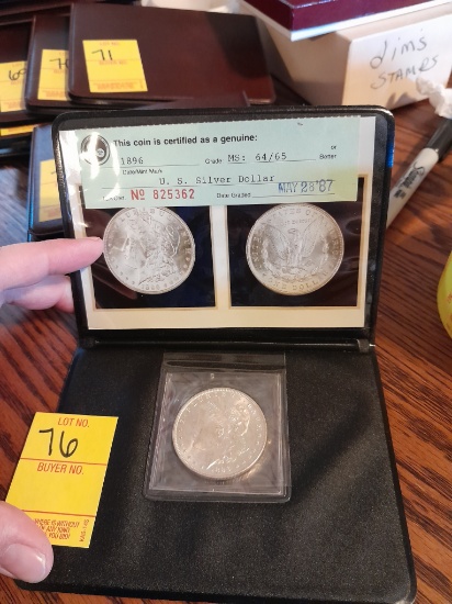 1896 GRADED SILVER DOLLAR