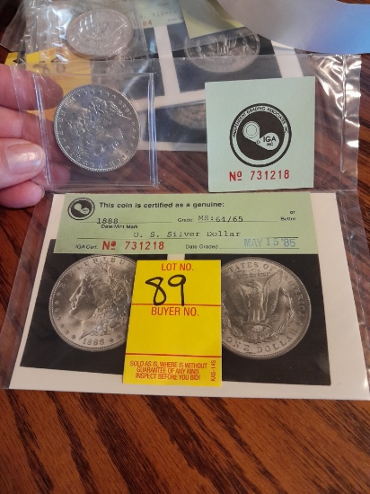 1888 GRADED SILVER DOLLAR