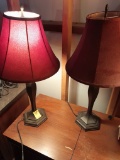 TWO LAMPSW/ RED SHADES