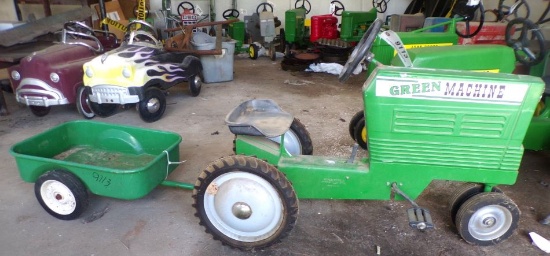 Green Machine pedal tractor & wagon
