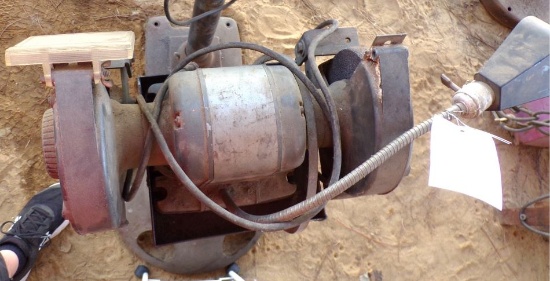 Bench grinder on stand