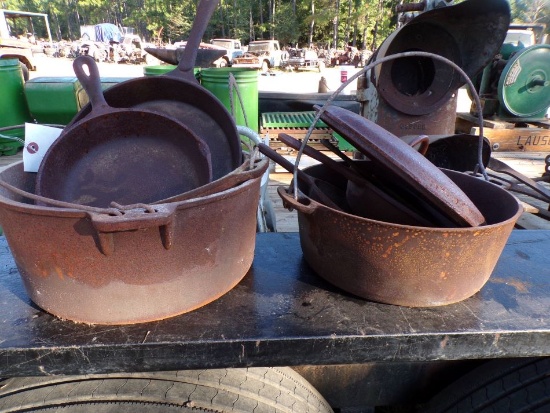 Pile of Iron pots and skillets
