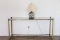 Post Modern Glass Top Table with Lamp