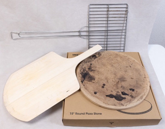 Pizza Stone, Wooden Pizza Spatula