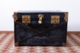 Black Leather Steamer Trunk