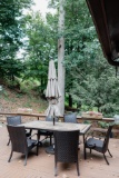 Rectangle Patio Table, Chairs and Umbrella