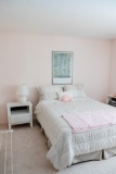 Queen Bed with Side Table, Picture and Lamp