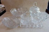 Cut Glass Serving Bowls, Sugar Cream Set