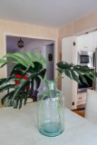 Large Glass Decorative Bottle with Faux Plants