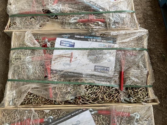 New Set of 15 5400 Pounds Binders & Chains