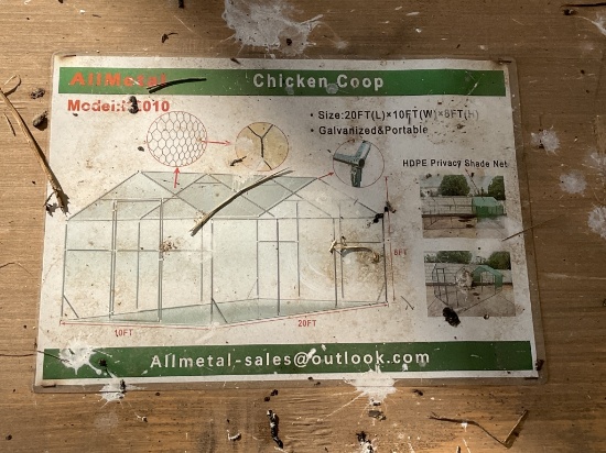 New All Metal 20' x 10' x 8' Chicken Coop