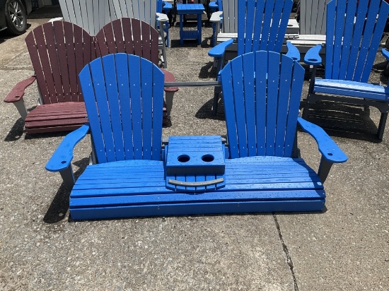 New Amish 5' 2 Person Fan Back Swing Blue