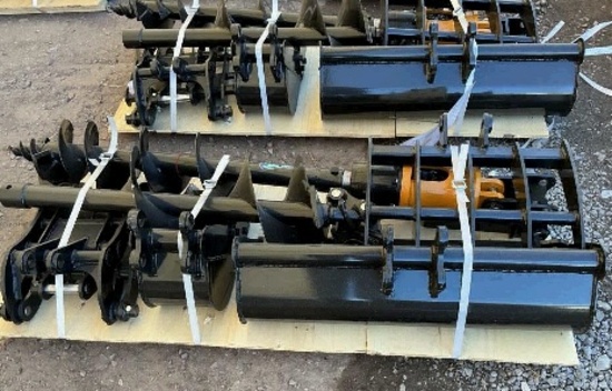 New 8 Piece Set of Mini Excavator Attachments