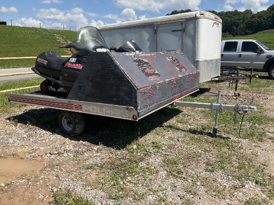 Lot of 2 Snow Mobiles With Aluminum Trailer