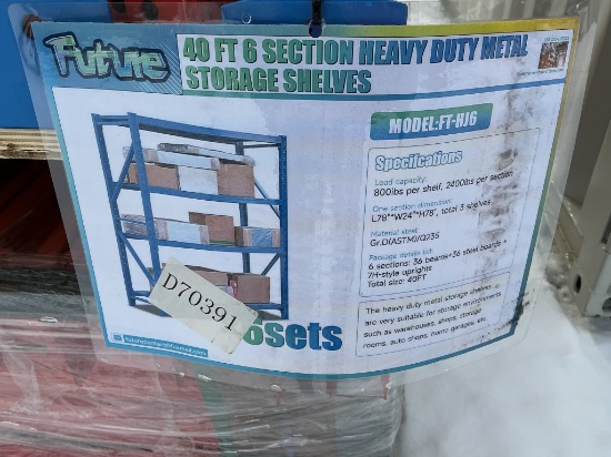 New FT-HJ6 40' 6 Section HD Metal Storage Shelves