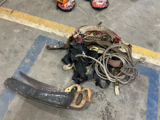 Lot of Climbing Gear, Rope, 4 Hand Saws