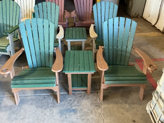 Amish Made Adirondack Table & Chairs Set Green