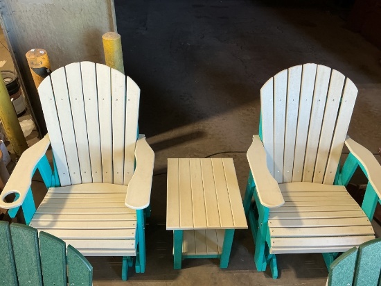 Amish Made Single Glider Table & Chairs Set Beige