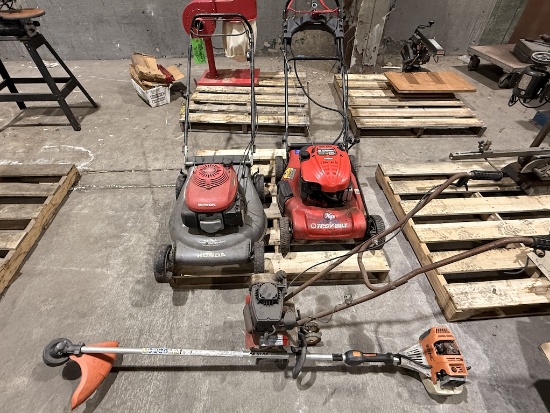 LOT OF 2 LAWN MOWERS TILLER AND WEED WACKER (TNT53)