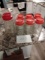 8 glasses, 7 lids - Red