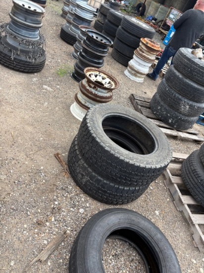 Rows of Misc Rims (20) and 4 tires