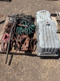 Pallet of chains, hoses and oil pan