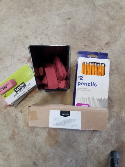 Package of #2 pencils, pink erasers