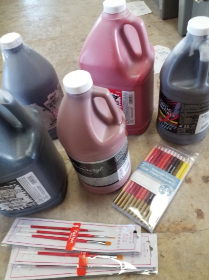 Brushes, Watercolor Pencils, Acrylic paints