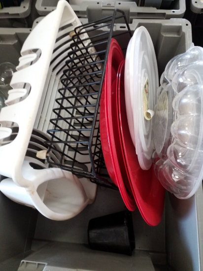 Sterilite Dish Rack, Egg Serving Tray With Lid