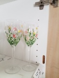Handpainted pair of wine glasses