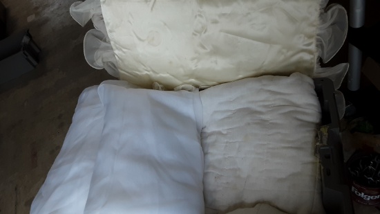 Vintage Pillow, Comforter, Lace Curtains
