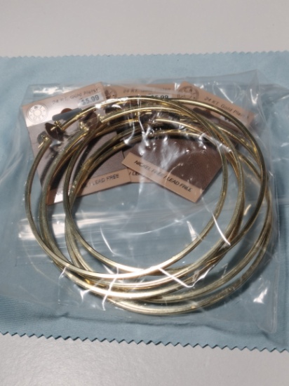 Hoop Earrings 3" 24 kt Gold Plated