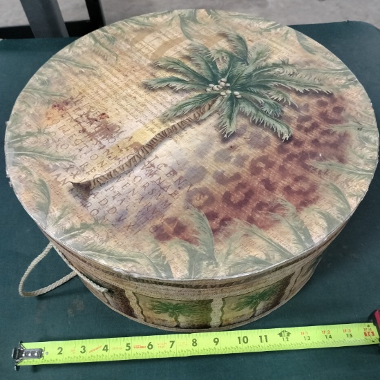 Hat Box 16" Palm Trees