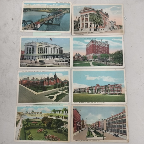 Vintage Post Cards w/1¢Franklin Stamps