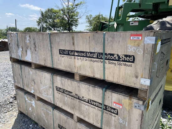 12'x20' galvanized metal livestock shed in crate