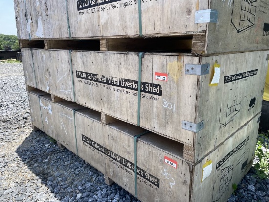 12'x20' galvanized metal livestock shed in crate