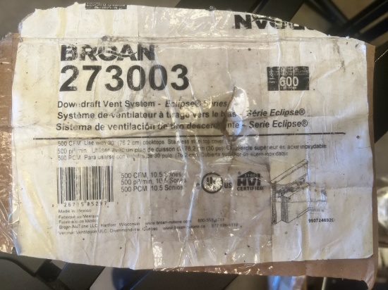 **NEW** Broan 273003 30" Stainless Steel 500 CFM Downdraft with Stainless Steel Cover