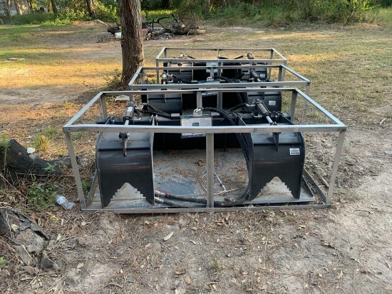 Skid Steer Heavy Duty Grapple Bucket with Dual Cylinders - 72"