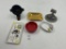 6 misc - Red round plastic - gold pickard china tray - lefton china floral - mcm couple looking at a