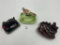3 misc - japan phesant pottery - poodle and puppys pottery - dog with ball pottery