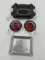 4 misc - 2 art glass trays - 1955 g.e. appliance - mcm brown glaze pottery tray - 1967 g.e. applianc