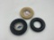 3 rubber tire ashtrays - vogue - seiberling - goodyear